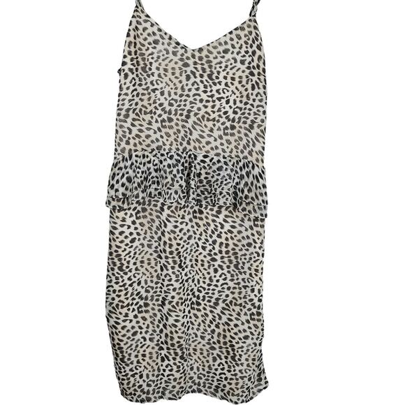 Vtg Victorias Secret Womens Sz 4 Slip Dress Cream Leopard‎ Lined Flowy Y2K 90s - Picture 1 of 12